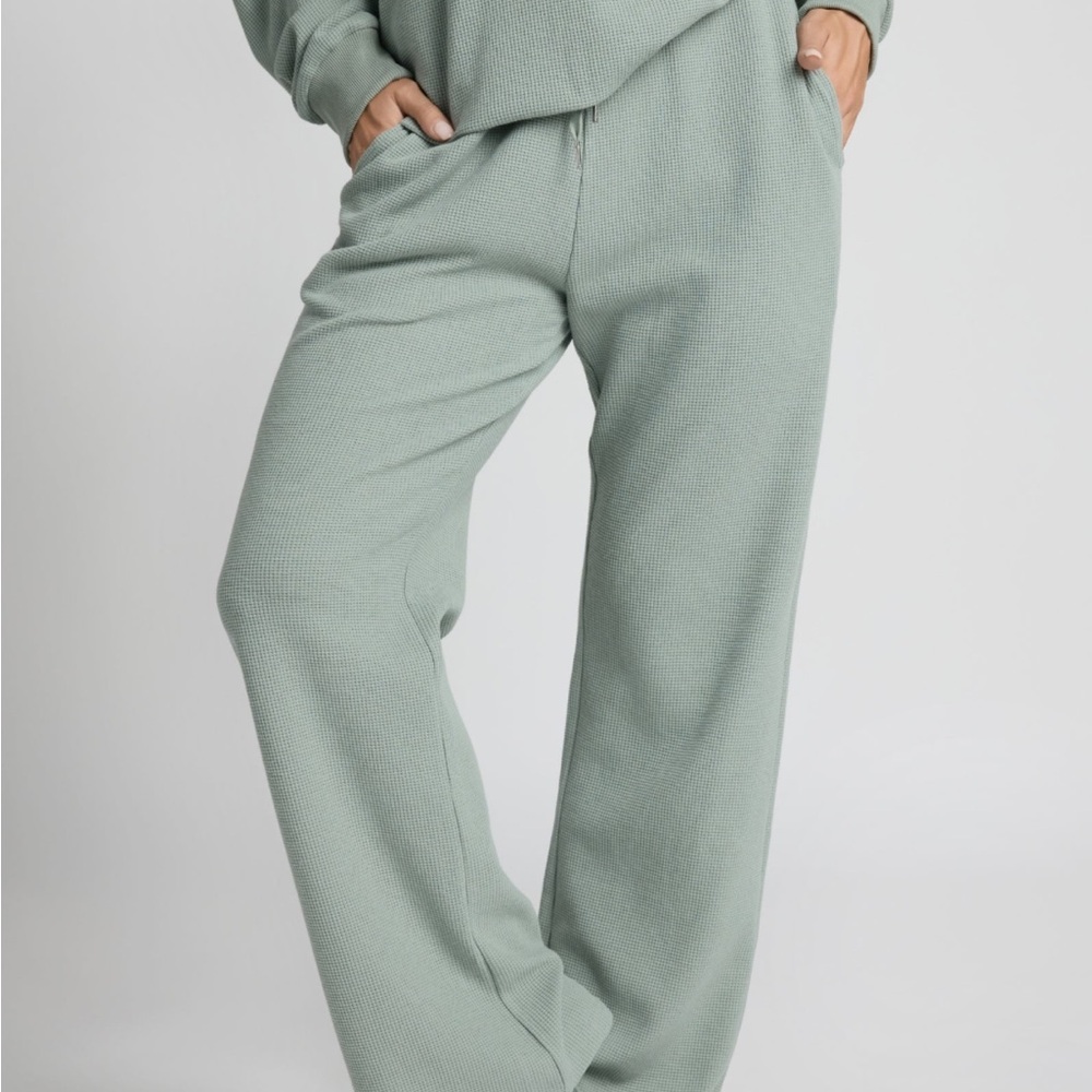 Waffle lounge pants in Sage Green. L